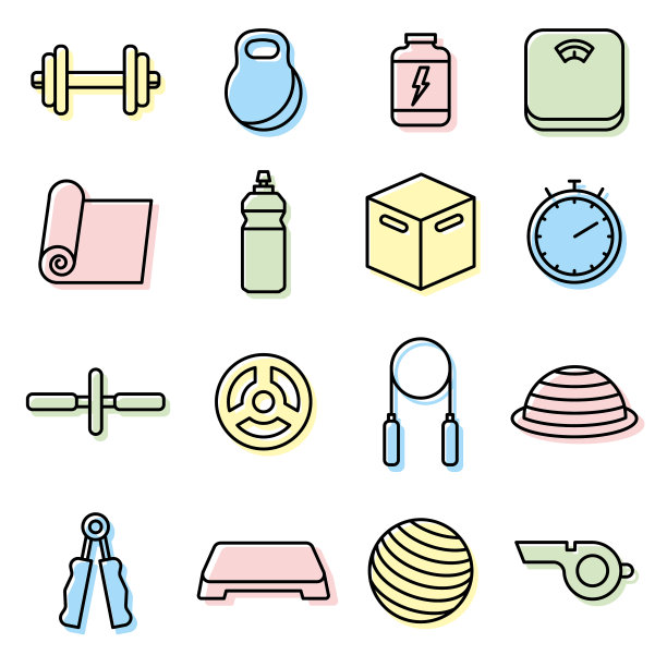 健身图标轮廓集图片下载