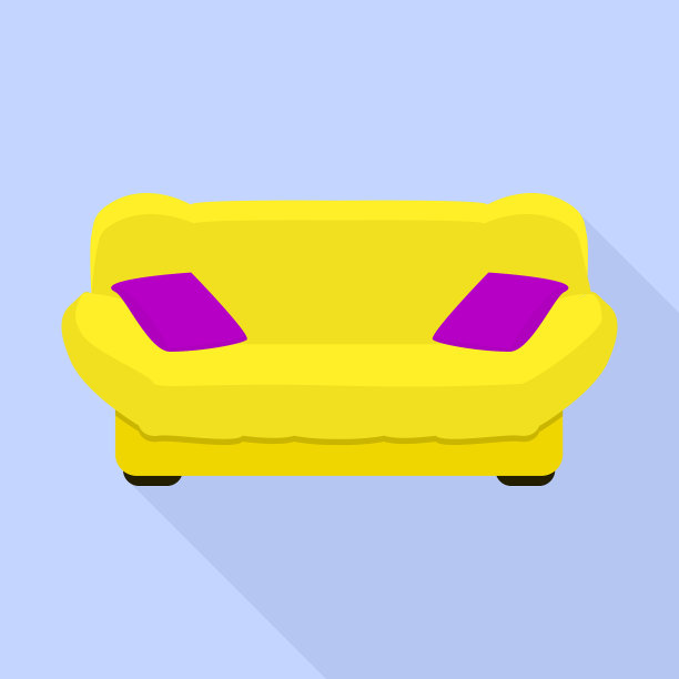 黄色沙发图标扁平化风格图片下载