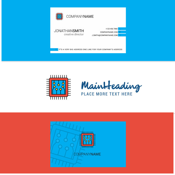 漂亮的处理器标识和名片图片下载