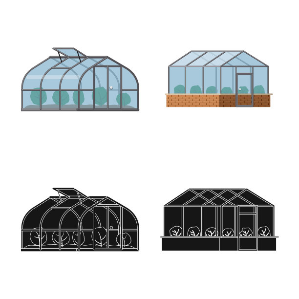 孤立对象温室和植物标志图片下载