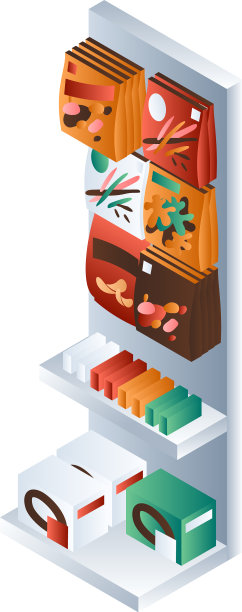 小型超市货架图标等距风格图片下载