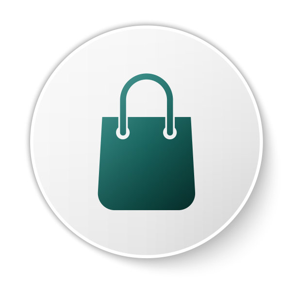 绿色购物袋图标孤立在白色图片下载