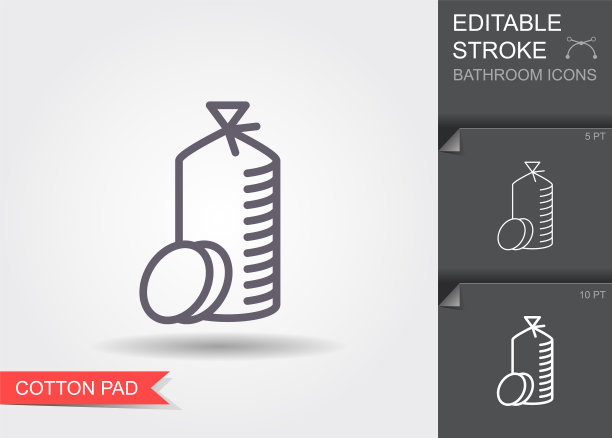 棉垫线图标与可编辑的笔触图片下载