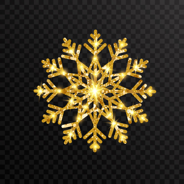 晶莹剔透的金色雪花图片下载