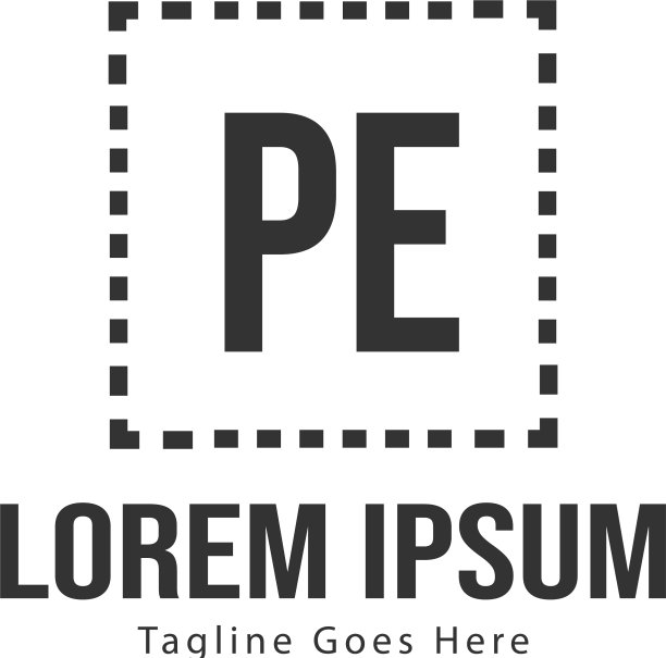 首字母PE现代边框logo模板图片下载
