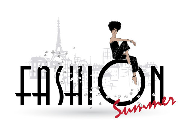 在白色背景上描绘时尚女孩图片下载