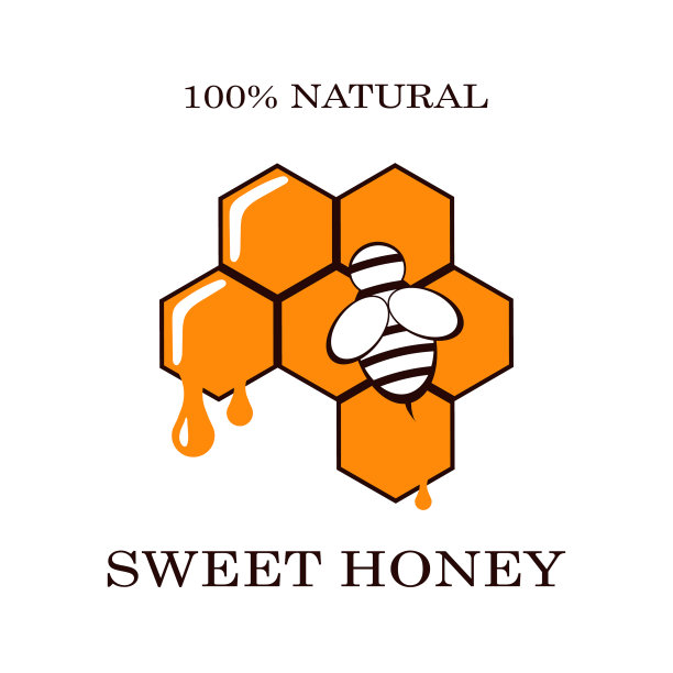 蜂蜜和蜜蜂标签的蜂蜜标志产品图片下载