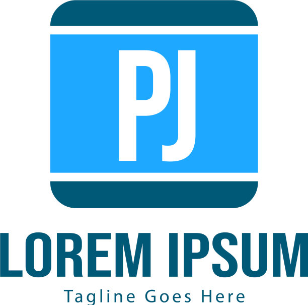 现代边框PJ字母logo模板图片下载