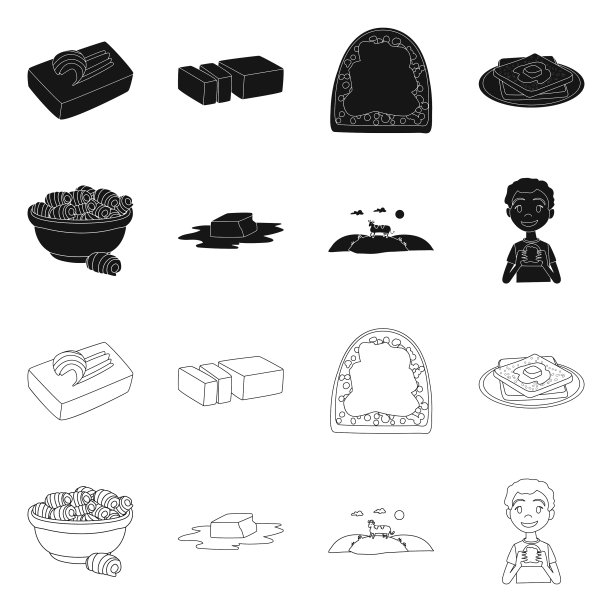 设计奶油和产品标志套装图片下载