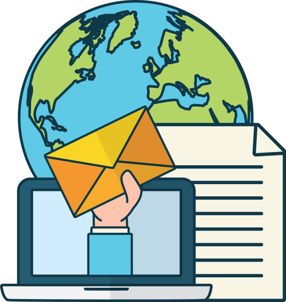 手拿信封世界笔记本发电子邮件图片下载