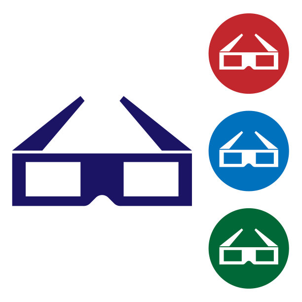 蓝色3d电影眼镜图标孤立在白色图片下载