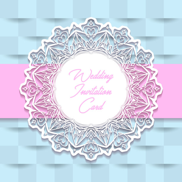 婚礼请柬剪纸设计图片下载