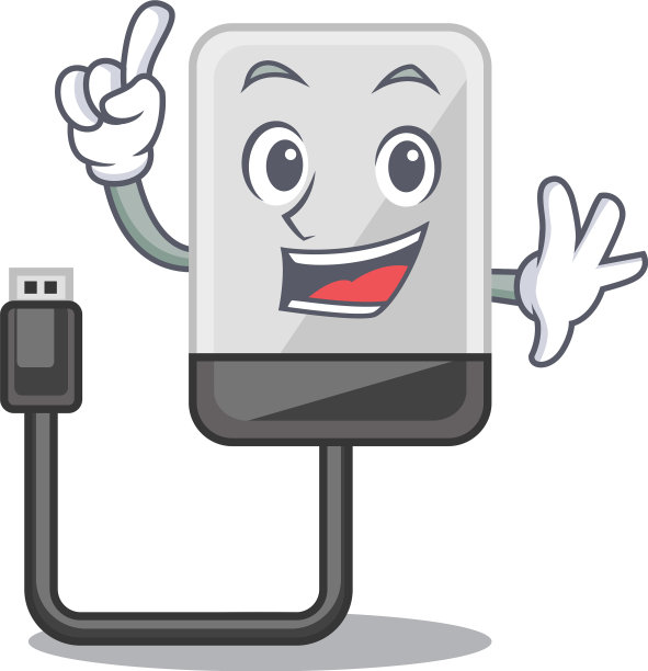 手指卡通硬盘在袋子里图片下载