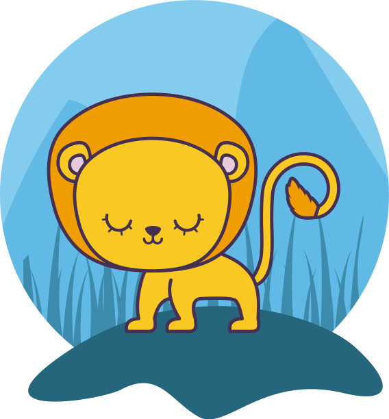 可爱的狮子动物孤立图标图片下载