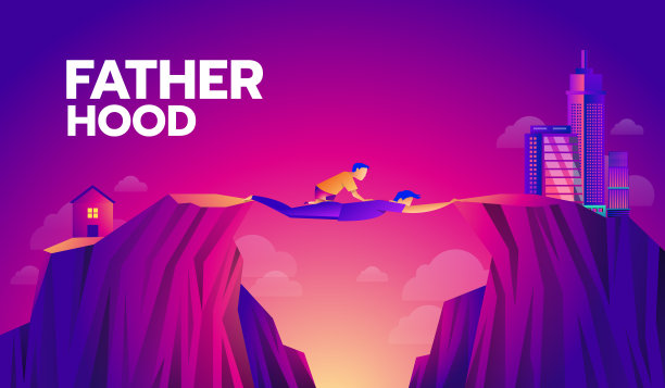 父亲的概念孩子穿过城市区域到城市图片下载