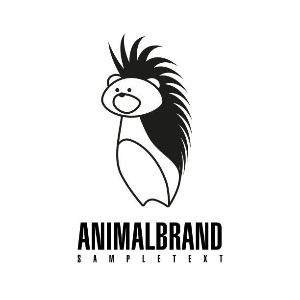 刺猬标志风格化，简化和孤立图片下载