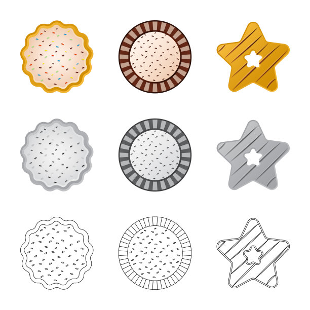 孤立对象饼干和烘烤标志图片下载