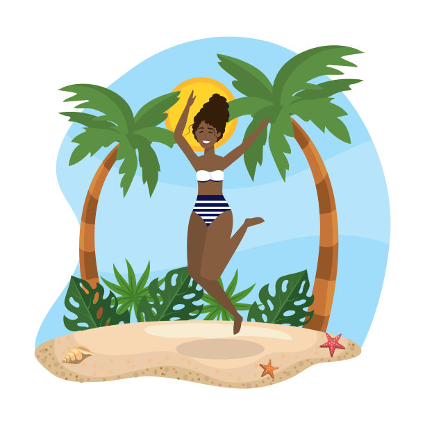 一个穿着泳衣，手心跳动的女人图片下载