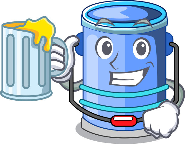 带果汁缸的卡通桶上有把手图片下载