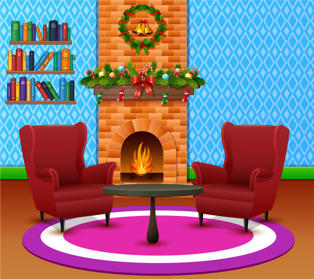 舒适的客厅内部为新年和圣诞节图片下载