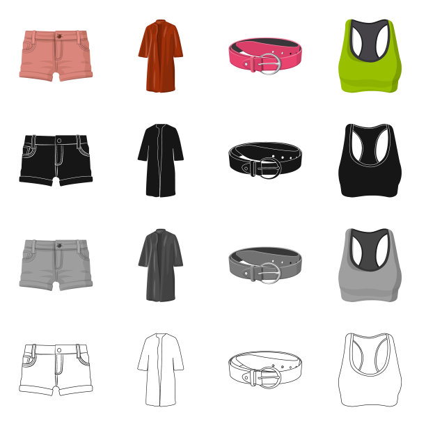 设计女性和服装图标集图片下载