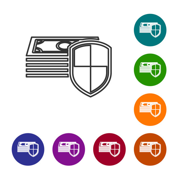 灰色货币保护线图标孤立在白色上图片下载