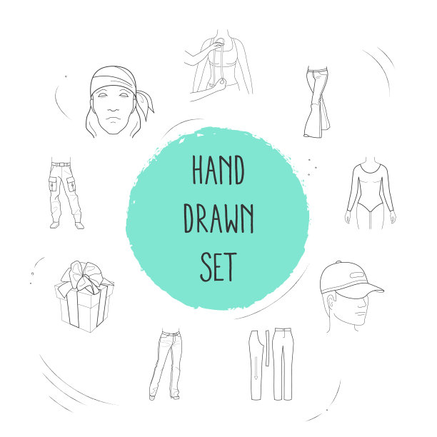 套装服装的图标与线条风格符号图片下载