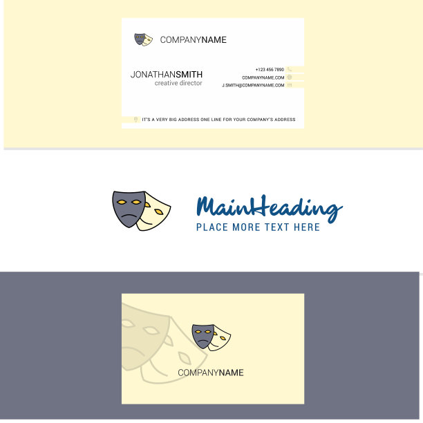 美丽的面具标志和名片垂直图片下载