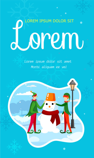 可爱的孩子们穿着戏服，小精灵们在堆雪人图片下载