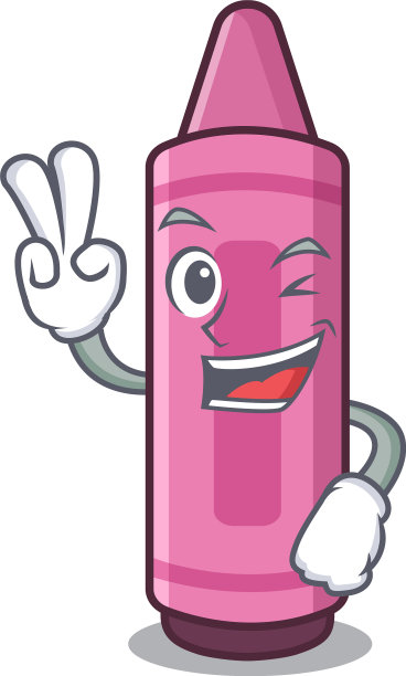 卡通书包里有两支粉色手指蜡笔图片下载