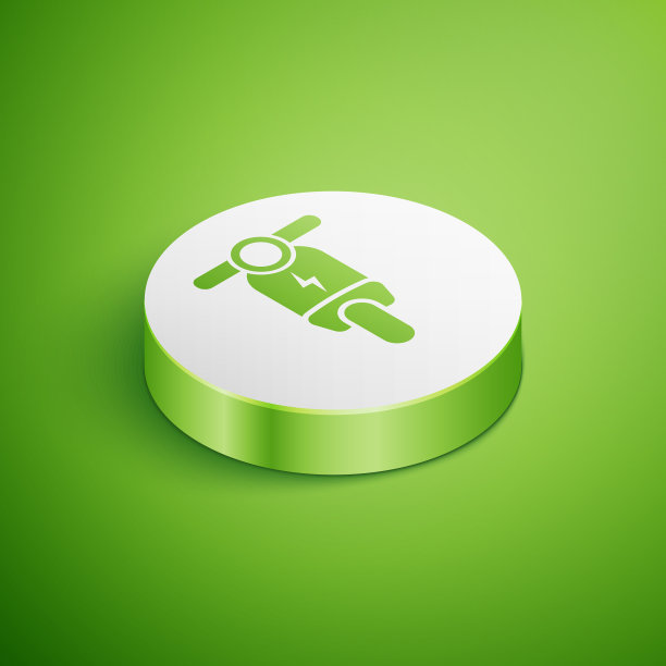 等距电动滑板车图标孤立在绿色图片下载