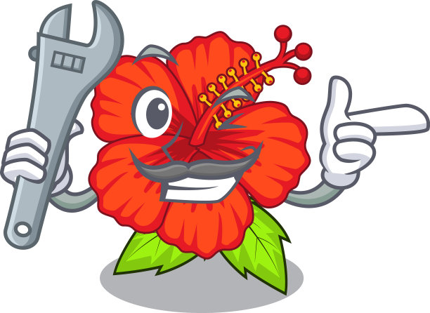 吉祥物茎上的机械hambiscus花图片下载