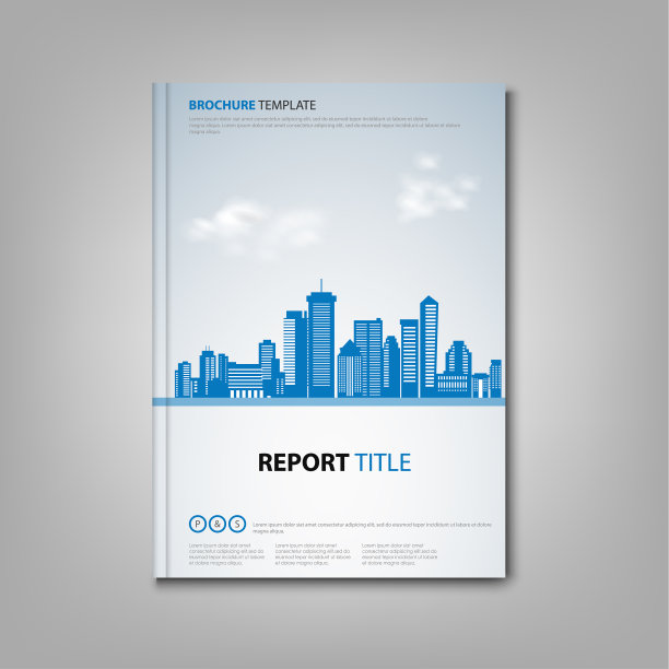 蓝色城市设计的宣传册或传单图片下载