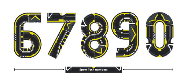 字母运动科技数字风格一套67890图片下载
