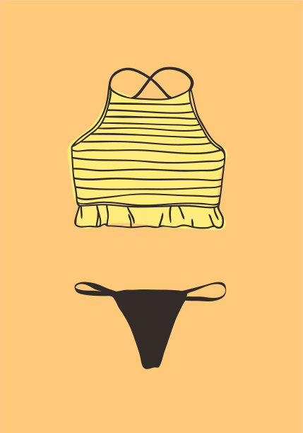 手绘夏季比基尼实际热带图片下载