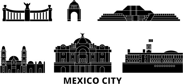 墨西哥平坦的墨西哥旅行天际线设置墨西哥图片下载