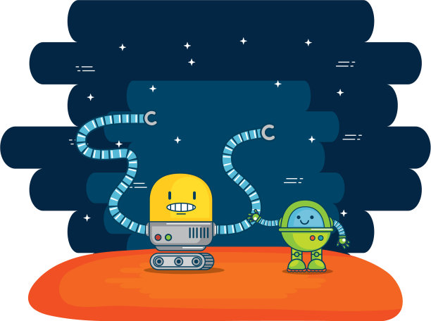 有宇宙背景的可爱机器人图片下载