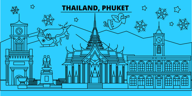 泰国普吉岛冬季假期天际线快乐图片下载