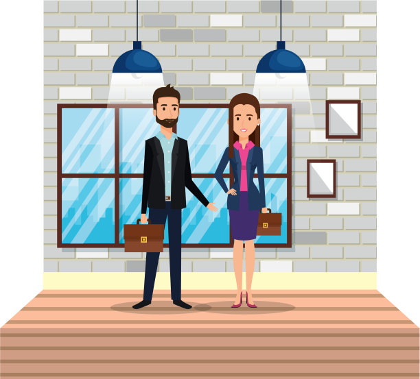 办公室走廊里的商业情侣图片下载