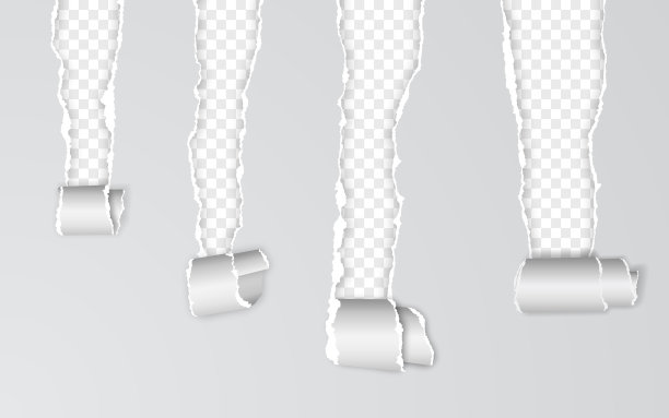 现实的撕纸和扭曲的撕纸条图片下载