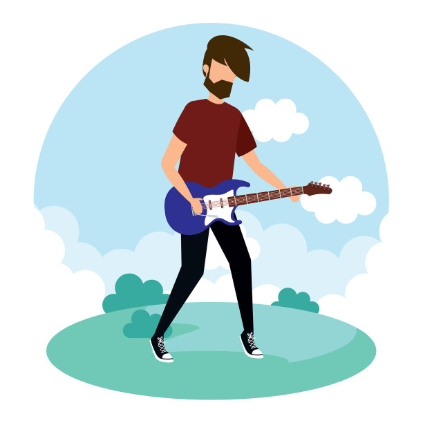 弹奏电吉他的男子图片下载