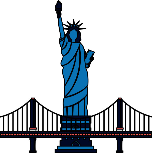 纽约自由女神像和大桥图片下载