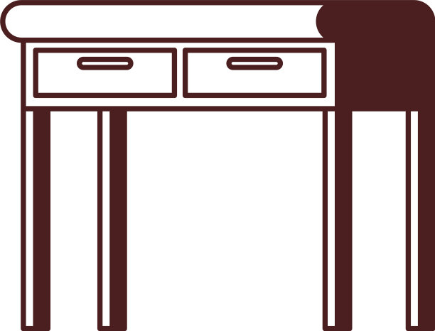 剪影办公室书桌在木制与白色图片下载