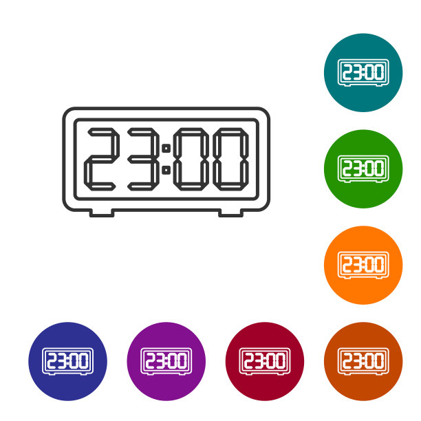 灰色数字闹钟线图标隔离图片下载