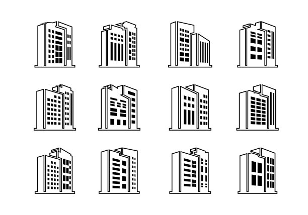 线条透视公司图标和黑色图片下载