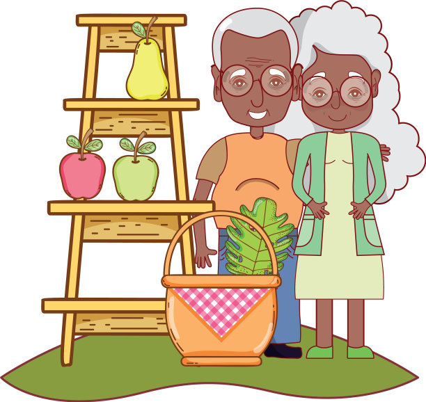 可爱的祖父母夫妇卡通图片下载