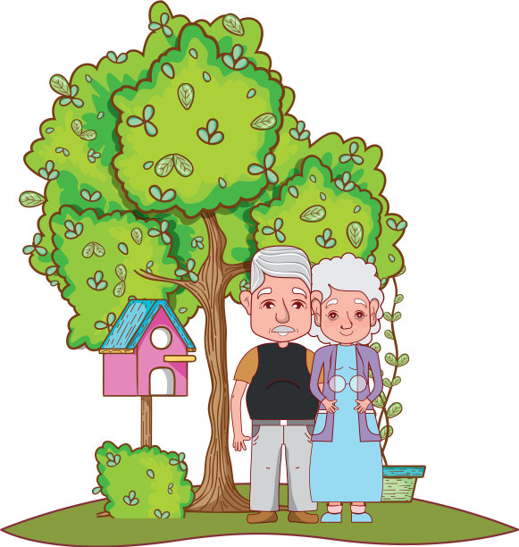 可爱的祖父母夫妇卡通图片下载