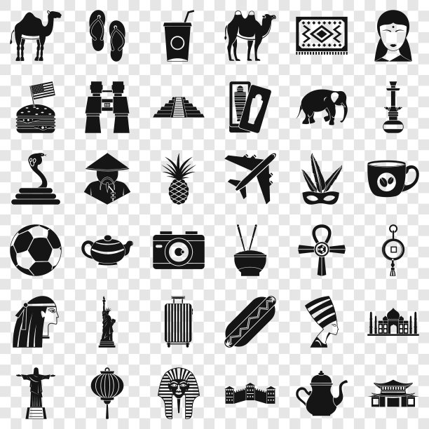 国家图标设置简单的风格图片下载