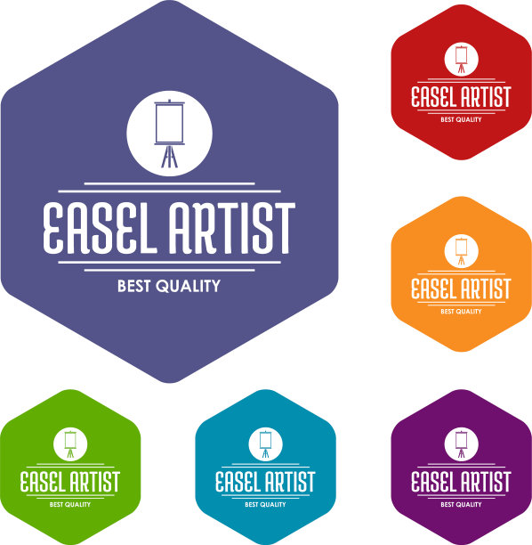 画架艺术家图标六面体图片下载