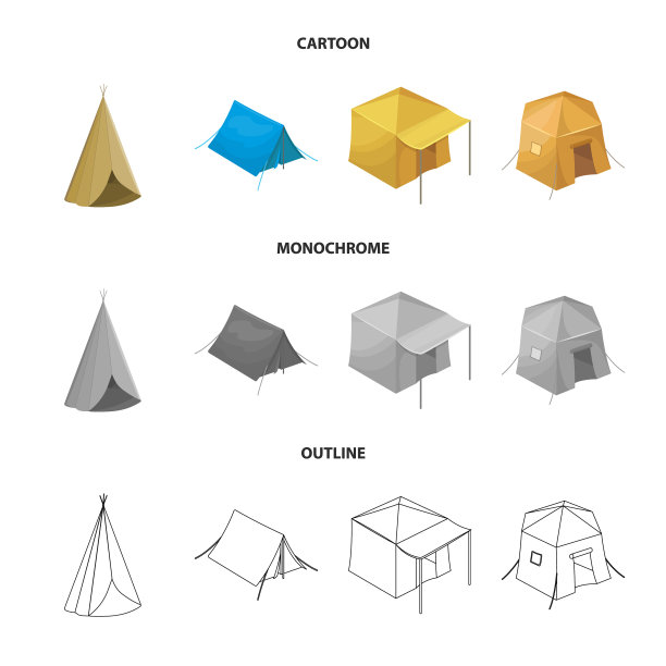 设计帐篷和营地图标收集图片下载